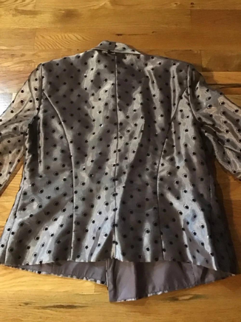 R&M Richards Taupe Satin Polka Dot Blazer dressy size 14